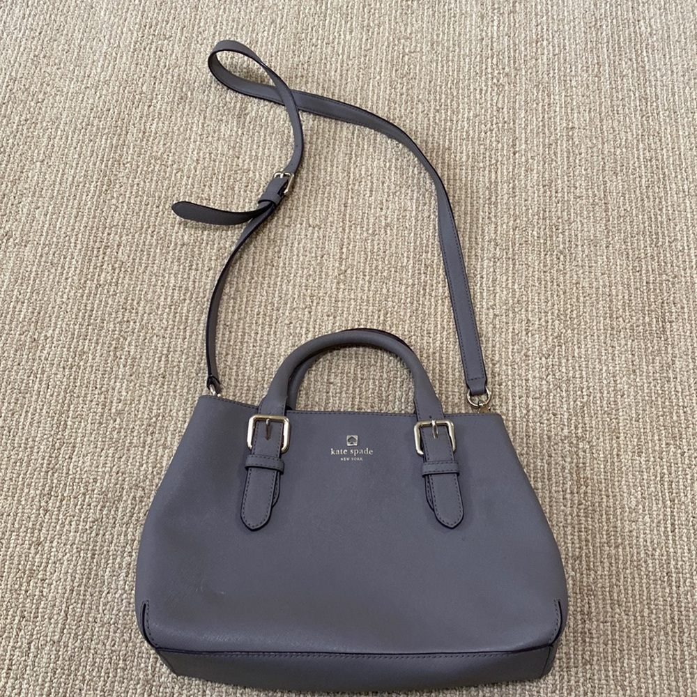 Kate Spade gray purse with shoulder strap